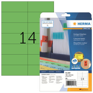 Herma Etiketten ablösbar 105 x 42,3 mm grün 20 Bl 280 Etik. LaserInkCopy