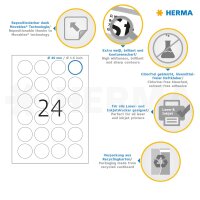 Herma Etiketten ablösbar Ø 40 mm weiss 25 Bl 600 Etik. LaserInkCopy