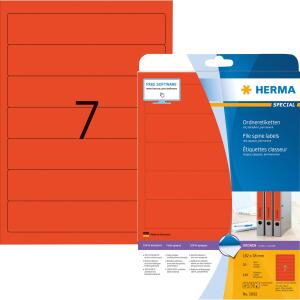 Herma Ordnerrückenschilder permanent haftend 192 x 38 mm rot 20 Bl 140 Etik. LaserInkCopy
