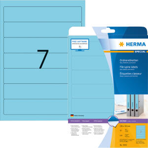 Herma Ordnerrückenschilder permanent haftend 192 x 38 mm blau 20 Bl 140 Etik. LaserInkCopy