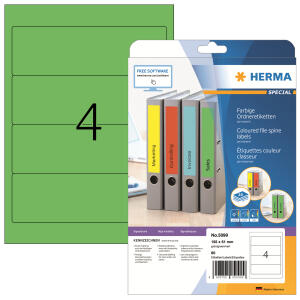Herma Ordnerrückenschilder permanent haftend 192 x 61 mm grün 20 Bl 80 Etik. LaserInkCopy
