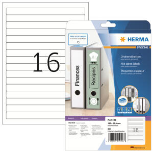 Herma Ordnerrückenschilder permanent haftend 192 x 16,9 mm weiss 25 Bl 400 Etik. LaserInkCopy