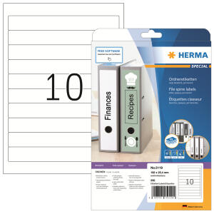 Herma Ordnerrückenschilder permanent haftend 192 x 25,4 mm weiss 25 Bl 250 Etik. LaserInkCopy