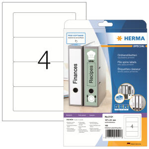 Herma Ordnerrückenschilder permanent haftend 157 x 61 mm weiss 25 Bl 100 Etik. LaserInkCopy