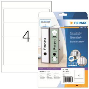 Herma Ordnerrückenschilder permanent haftend 192 x 59 mm weiss 25 Bl 100 Etik. LaserInkCopy