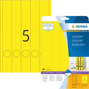 Herma Ordnerrückenschilder permanent haftend 297 x 38 mm gelb 20 Bl 140 Etik. LaserInkCopy