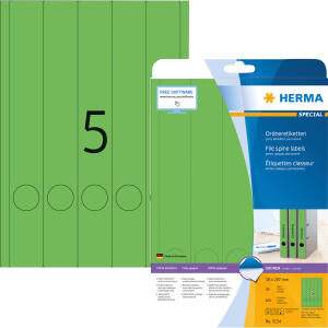 Herma Ordnerrückenschilder permanent haftend 297 x 38 mm grün 20 Bl 140 Etik. LaserInkCopy