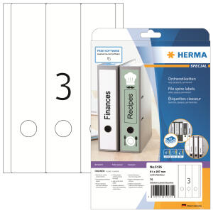 Herma Ordnerrückenschilder permanent haftend 297 x 61 mm weiss 25 Bl 75 Etik. LaserInkCopy