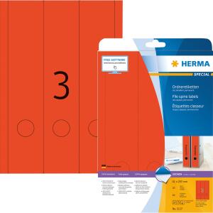Herma Ordnerrückenschilder permanent haftend 297 x 61 mm rot 20 Bl 60 Etik. LaserInkCopy