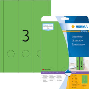 Herma Ordnerrückenschilder permanent haftend 297 x 61 mm grün 20 Bl 60 Etik. LaserInkCopy