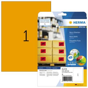 Herma Etiketten permanent haftend 210 x 297 mm neonorange 20 Bl 20 Etik. LaserCopy