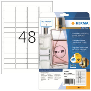 Herma Etiketten permanent haftend 45,7 x 21,2 mm Folie transparent klar wetterfest 25 Bl 1200 Etik. LaserCopy