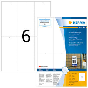 Herma Anhänger stabil mit Lochstanzung mikroperforiert 70 x 148,5 mm 600 Stück LaserInkCopy