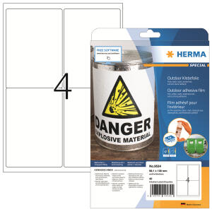 Herma Etiketten für Outdoor stark haftend 99,1 x 139 mm weiss Folie wetterfest 10 Bl 40 Etik. LaserCopy