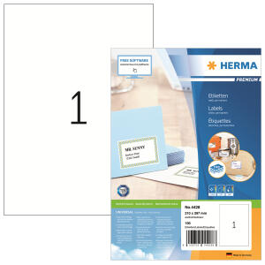 Herma Etiketten permanent 210 x 297 mm weiss PREMIUM 100 Bl 100 Etik.