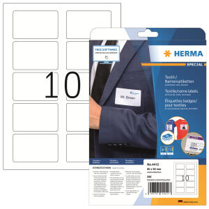 Namensetiketten 80 x 50 mm Acetatseide weiss 25 Bl 250 Etik.