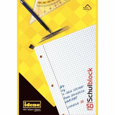 Idena Schulblock A4 mit 50 Blatt kariert