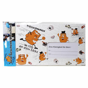 1 Stück Alte Säcke Riesen-Umschlag mit Zubehör, ideal für Geldgeschenke, ca. 18 x 28 cm, LOLLIPOP®