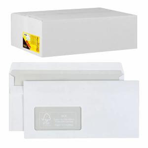 Idena 10221 - Briefumschläge DIN lang, 75 g/m², selbstklebend, 1000 Stück, mit Fenster, FSC-Mix