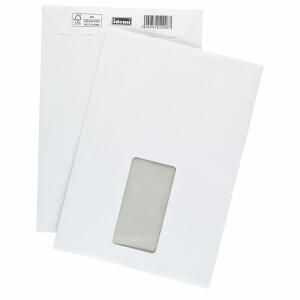 Idena 10228 - Versandtasche DIN C5, 90 g/m², selbstklebend, mit Fenster, 500 Stück, FSC-Mix weiß