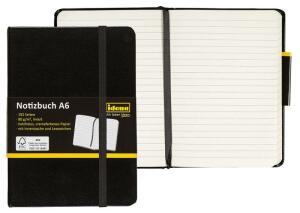 Idena 209285 - Notizbuch DIN A6, 192 Seiten, 80 g/m², liniert, schwarz