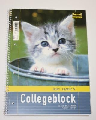 Collegeblock / DIN A4 Spirablock Kollegblock / liniert / mit Katzenmotiv