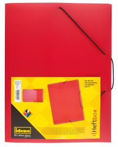 IDENA Idena Heftbox A4 Gummizug PP transluzent rot, Stärke ca. 0,7mm