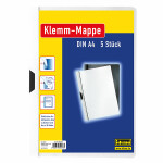 Idena 300576 - Klemmmappe DIN A4, 5 Stück, weiß