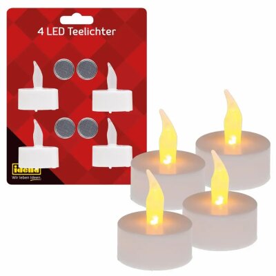 Idena LED Teelichte 4 St. inkl. Lithium Batterien - 4x CR2032 Batt.