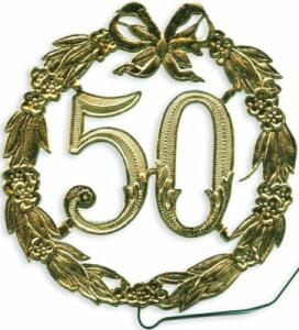 DEMMLER  Festliche Zahl 50 gold 13cm mit Draht