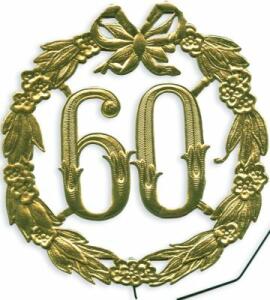 DEMMLER  Festliche Zahl 60 gold 13cm mit Draht