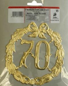 DEMMLER  Festliche Zahl 70 gold 13cm mit Draht