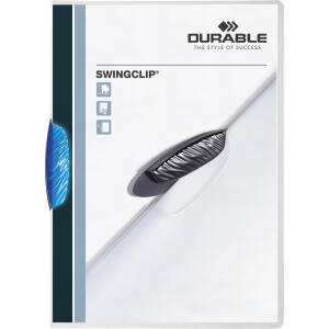 Durable Klemm-Mappe SWINGCLIP bl für 30 Blatt transp Deckblatt