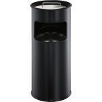 Durable Papierkorb Metall rund sw mit Aschenbechereinsatz