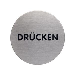 Durable Piktogramm Drücken Format 65mm silberfarben aus Aluminium