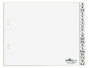 Durable Ordnerregister A4 teildeckend ws 20tlg A-Z geprägt