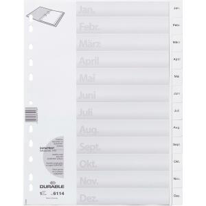 Durable Ordnerregister f A4 Jan-Dez ws Deckblatt m geprägten Taben