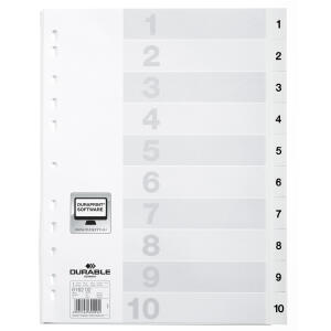 Durable Ordnerregister A4 PP 1-10 ws 10-tlg. geprägte Taben