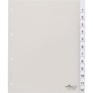 Durable Ordnerregister 1-12/Jan-Dez tr überbreit u umschweißte Taben