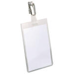 Durable Namensschild 90x60mm tr 25St mit Clip Hochformat