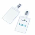 Durable Namensschild 90x60mm tr 25St mit Clip Hochformat