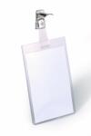 Durable Namensschild 90x60mm tr 25St mit Clip Hochformat