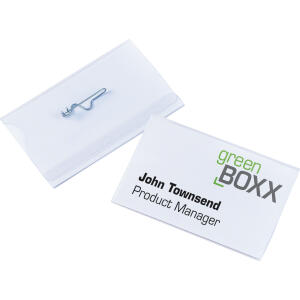 Durable Namensschild 54x90mm tr 50St mit Wellennadel