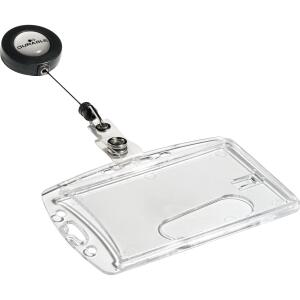 Durable Namensschild 54x85mm tr 10St Hartbox mit Ausweishalter