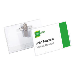 Durable Namensschild 54x90mm tr 50St mit Kombiklemme