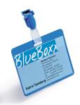 Durable Namensschild 60x90mm bl 25St Querformat mit Clip vorn offen