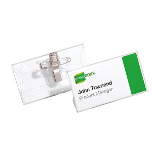 Durable Namensschild 40x75mm 25St tr Acryl mit Kombiklemme