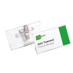 Durable Namensschild 40x75mm 25St tr Acryl mit Kombiklemme