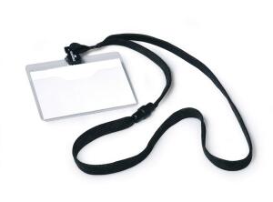 Durable Namensschild 60x90mm sw 10St mit Textilband schwarz