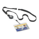 Durable Textilband m Ausweishalter sw Band in 10mm Breite